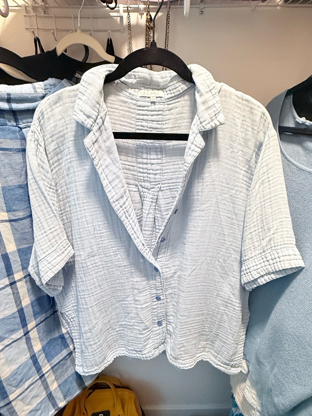 Z Supply Light Blue Gauze Button-Down Shirt